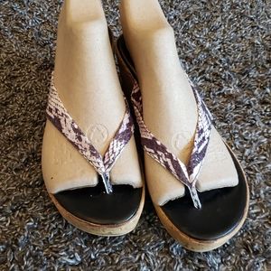 Wedge style snake skin sandels